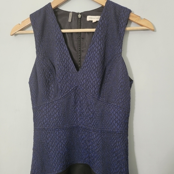 Rebecca Taylor Cobalt Blue V Neck Snake Jacquard Mini Dress - Picture 4 of 13